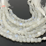 Rainbow Moonstone Beads, Moonstone Gemstone Beads, 3D Cube Box Beads, Jewelry Supplies, Wholesale Bulk Beads, 8mm- 9mm, 8” Strand