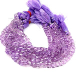Natural Amethyst Gemstone Beads, Amethyst 3D Cube Box Beads, Jewelry Supplies, Wholesale Bulk Gemstone Beads, 8" Strand