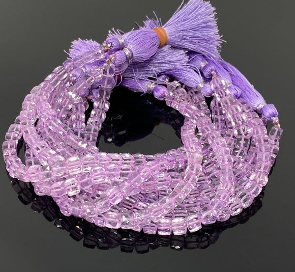 Natural Amethyst Gemstone Beads, Amethyst 3D Cube Box Beads, Jewelry Supplies, Wholesale Bulk Gemstone Beads, 8