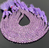 Natural Amethyst Gemstone Beads, Amethyst 3D Cube Box Beads, Jewelry Supplies, Wholesale Bulk Gemstone Beads, 8" Strand