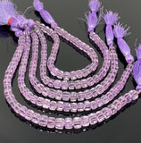 Natural Amethyst Gemstone Beads, Amethyst 3D Cube Box Beads, Jewelry Supplies, Wholesale Bulk Gemstone Beads, 8" Strand