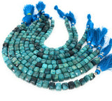 Natural Chrysocolla Gemstone Beads, Chrysocolla 3D Cube Box Beads, Wholesale Bulk Beads, Jewelry Supplies, 7mm -8mm, 8” strand