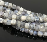 Dendrite Opal Gemstone Beads, Dendrite 3D Cube Box Beads, Bulk Wholesale Beads, 7mm - 8mm, 8” Strand