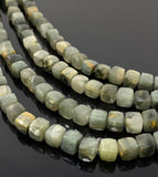 Cats Eye Gemstone Beads, Natural Chrysoberyl Green Cats Eye Beads, 3D Cube Box Beads, Bulk Wholesale Beads, Jewelry Supplies, 8" Strand