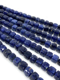 Sodalite Gemstone Beads, Sodalite 3D Cube Box Beads, Bulk Wholesale Beads, 7.5mm - 8.5mm, 8"Strand