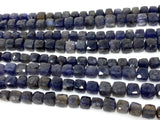 Natural Iolite Beads, Gemstone Beads, 3D Cube Box Beads, Wholesale Bulk Beads, 7.5" Strand