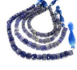 Natural Iolite Beads, Gemstone Beads, 3D Cube Box Beads, Wholesale Bulk Beads, 8" Strand