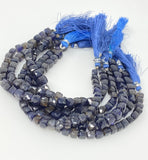 Natural Iolite Beads, Gemstone Beads, 3D Cube Box Beads, Wholesale Bulk Beads, 8" Strand