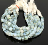 Natural Tree Agate Gemstone Beads, Tree Agate 3D Cube Box Beads, Bulk Wholesale Beads, 8” Strand