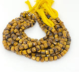 Natural Tiger Eye Gemstone Beads, Tigers Eye Faceted 3D Cube Box Beads, Bulk Wholesale Beads, Jewelry Supplies, 9" Strand