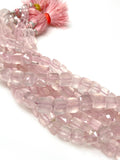Rose Quartz Gemston Beads, Rose Quality 3D Cube Box Beads, Jewelry Supplies, Bulk Wholesale Beads, 8” Strand