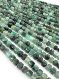 Natural Emerald Gemstone Beads, Bulk Wholesale Beads, Emerald 3D Cube Box Beads, AAA Grade, Jewelry Supplies, 6mm - 7mm , 8”strand