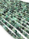 Natural Emerald Gemstone Beads, Bulk Wholesale Beads, Emerald 3D Cube Box Beads, AAA Grade, Jewelry Supplies, 6mm - 7mm , 8”strand