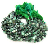 Natural Emerald Gemstone Beads, Bulk Wholesale Beads, Emerald 3D Cube Box Beads, AAA Grade, Jewelry Supplies, 6mm - 7mm , 8”strand