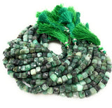 Natural Emerald Gemstone Beads, Bulk Wholesale Beads, Emerald 3D Cube Box Beads, AAA Grade, Jewelry Supplies, 6mm - 7mm , 8”strand