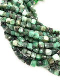 Natural Emerald Gemstone Beads, Bulk Wholesale Beads, Emerald 3D Cube Box Beads, AAA Grade, Jewelry Supplies, 6mm - 7mm , 8”strand