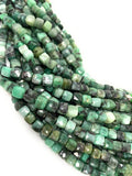 Natural Emerald Gemstone Beads, Bulk Wholesale Beads, Emerald 3D Cube Box Beads, AAA Grade, Jewelry Supplies, 6mm - 7mm , 8”strand