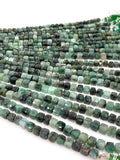 Natural Emerald Gemstone Beads, Bulk Wholesale Beads, Emerald 3D Cube Box Beads, AAA Grade, Jewelry Supplies, 6mm - 7mm , 8”strand