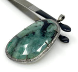 Rare Emerald Diamond Pendant, May Birthstone Pendant, Spiritual Jewelry, Healing Crystal Gemstone Pendant, Heart Chakra Jewelry, 2.5”x 1.30”