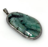 Rare Emerald Diamond Pendant, May Birthstone Pendant, Spiritual Jewelry, Healing Crystal Gemstone Pendant, Heart Chakra Jewelry, 2.5”x 1.30”