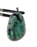 Rare Emerald Diamond Pendant, May Birthstone Pendant, Spiritual Jewelry, Healing Crystal Gemstone Pendant, Heart Chakra Jewelry, 2.5”x 1.30”