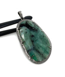Rare Emerald Diamond Pendant, May Birthstone Pendant, Spiritual Jewelry, Healing Crystal Gemstone Pendant, Heart Chakra Jewelry, 2.5”x 1.30”