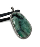 Rare Emerald Diamond Pendant, May Birthstone Pendant, Spiritual Jewelry, Healing Crystal Gemstone Pendant, Heart Chakra Jewelry, 2.5”x 1.30”