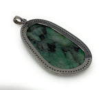 Rare Emerald Diamond Pendant, May Birthstone Pendant, Spiritual Jewelry, Healing Crystal Gemstone Pendant, Heart Chakra Jewelry, 2.5”x 1.30”