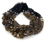 8" Natural Smoky Quartz Gemstone Beads, 3 D Cube Box Beads, Jewelry Supplies, Wholesale Bulk Beads, 8mm - 9mm