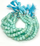 8" Peruvian Amazonite Gemstone Beads, 3D Cube Box Beads, Jewelry Supplies, Wholesale Bulk Beads, 7-8mm