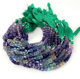 Natural Multi Fluorite Gemstone Beads, Jewelry Supplies, Wholesale Bulk Beads, 3D Cube Box Beads, Spiritual Healing Crytsal Beads, 8” Strand