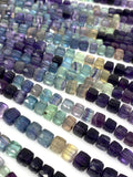 Natural Multi Fluorite Gemstone Beads, Jewelry Supplies, Wholesale Bulk Beads, 3D Cube Box Beads, Spiritual Healing Crytsal Beads, 8” Strand