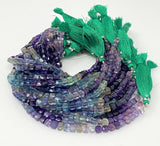 Natural Multi Fluorite Gemstone Beads, Jewelry Supplies, Wholesale Bulk Beads, 3D Cube Box Beads, 8” Strand