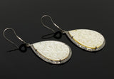 Mother of Pearl Pave Diamond Earrings, Natural Gemstone Nacre Earrings, Sterling Silver Jewelry Gifts for Her, 2.5”x1”