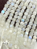 Rainbow Moonstone Beads, Moonstone Gemstone Beads, 3D Cube Box Beads, Jewelry Supplies, Wholesale Bulk Beads, 8mm- 9mm, 8” Strand