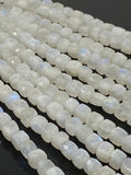 Rainbow Moonstone Beads, Moonstone Gemstone Beads, 3D Cube Box Beads, Jewelry Supplies, Wholesale Bulk Beads, 8mm- 9mm, 8” Strand