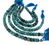 Natural Chrysocolla Gemstone Beads, Chrysocolla 3D Cube Box Beads, Wholesale Bulk Beads, Jewelry Supplies, 7mm -8mm, 8” strand