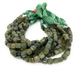 Cats Eye Gemstone Beads, Natural Chrysoberyl Green Cats Eye Beads, 3D Cube Box Beads, Bulk Wholesale Beads, Jewelry Supplies, 8" Strand