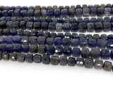 Natural Iolite Beads, Gemstone Beads, 3D Cube Box Beads, Wholesale Bulk Beads, 7.5" Strand
