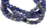 Natural Iolite Beads, Gemstone Beads, 3D Cube Box Beads, Wholesale Bulk Beads, 8" Strand