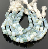 Natural Tree Agate Gemstone Beads, Tree Agate 3D Cube Box Beads, Bulk Wholesale Beads, 8” Strand