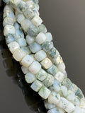 Natural Tree Agate Gemstone Beads, Tree Agate 3D Cube Box Beads, Bulk Wholesale Beads, 8” Strand
