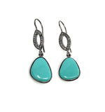 Natural Sleeping Beauty Turquoise Earrings, Pave Diamond Earrings, Victorian Gemstone Earrings, Robin Egg Turquoise, 1.65” x 1.50”