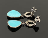 Natural Sleeping Beauty Turquoise Earrings, Pave Diamond Earrings, Victorian Gemstone Earrings, Robin Egg Turquoise, 1.15” x 0.50”
