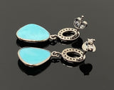 Natural Sleeping Beauty Turquoise Earrings, Pave Diamond Earrings, Victorian Gemstone Earrings, Robin Egg Turquoise, 1.15” x 0.50”