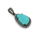 Turquoise Gemstone Pendant, Genuine Sleeping Beauty Turquoise Pave Diamond Pendant, Spiritual Healing Crystal Chakra Birthstone Jewelry