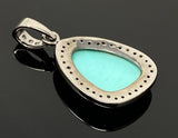 Turquoise Gemstone Pendant, Genuine Sleeping Beauty Turquoise Pave Diamond Pendant, Spiritual Healing Crystal Chakra Birthstone Jewelry