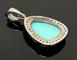 Turquoise Gemstone Pendant, Genuine Sleeping Beauty Turquoise Pave Diamond Pendant, Spiritual Healing Crystal Chakra Birthstone Jewelry
