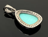 Turquoise Gemstone Pendant, Genuine Sleeping Beauty Turquoise Pave Diamond Pendant, Spiritual Healing Crystal Chakra Birthstone Jewelry