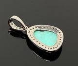 Genuine Sleeping Beauty Robin Egg Turquoise Pendant, Turquoise Pave Diamond Pendant, Spiritual Healing Crystal Chakra Jewelry, December Gift